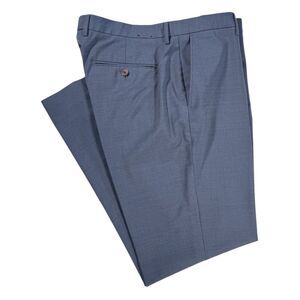 J.Crew Mens Thompson Pants 36x32 Blue Wool Blend Stretch Tapered Flat Front